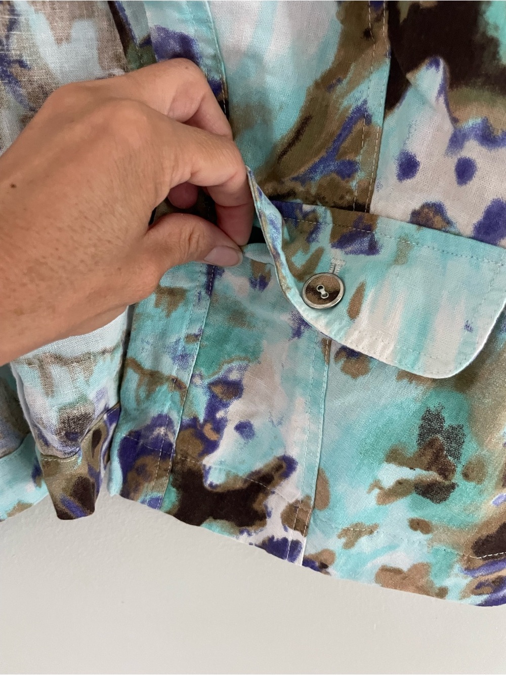 Chico's Aqua Multi Open-Front Printed Jacket - Picture 3 of 5